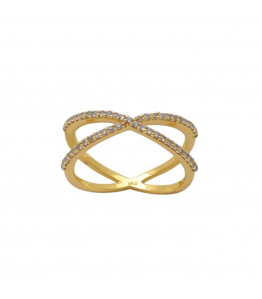 Anillo en Plata con baño de oro y circonitas.