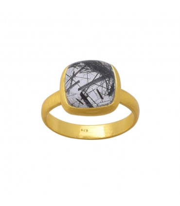 Anillo en plata y cuarzo rutilado