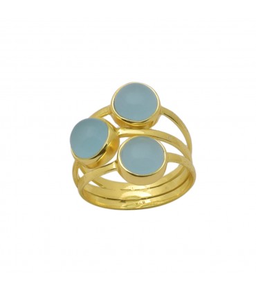 anillo en plata y calcedonias