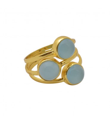 anillo en plata y calcedonias