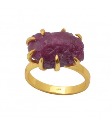 Anillo en Plata de ley y Rubi sintético