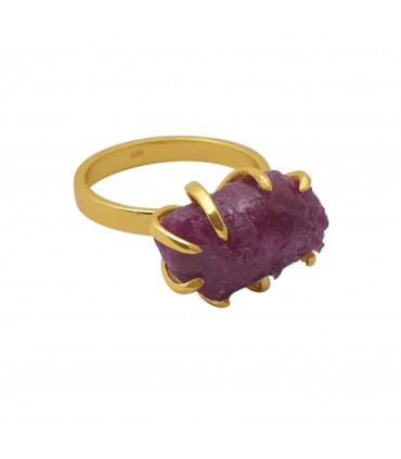 Anillo en Plata de ley y Rubi sintético