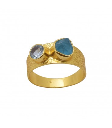 Anillo en plata y calcedonia azul