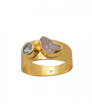 ANILLO EN PLATA Y CALCEDONIA ROSA