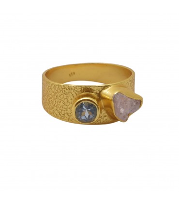 ANILLO EN PLATA Y CALCEDONIA ROSA