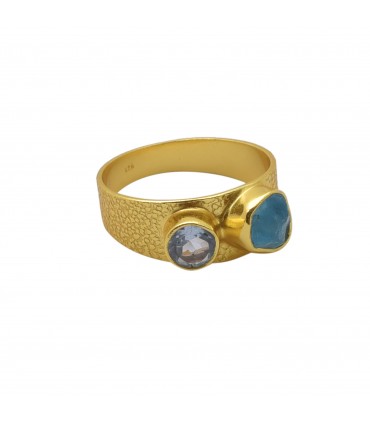 Anillo en plata y calcedonia azul