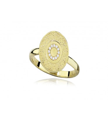 Anillo en Plata con baño de oro y Circonitas