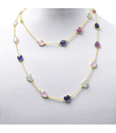 Collar en Plata y Calcedonias Multicolor