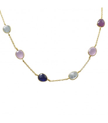 Collar en Plata y Calcedonias Multicolor