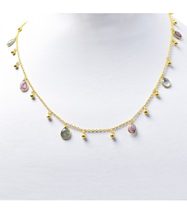 Collar en Plata con charms y turmalinas