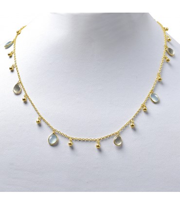 Collar en Plata con topacios limón y calcedonias