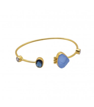 Pulsera en Plata con baño de oro y calcedonias.