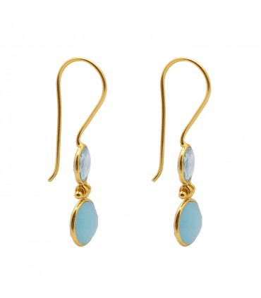 Pendientes en Plata con Topacio y calcedonia