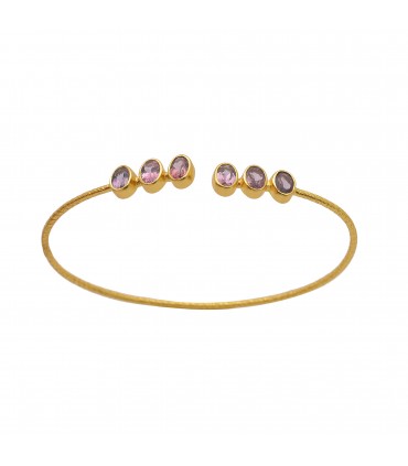 Pulsera en Plata con baño de oro y amatistas.