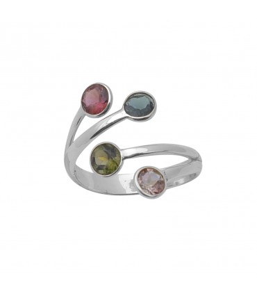 Anillo en Plata de Ley y calcedonias