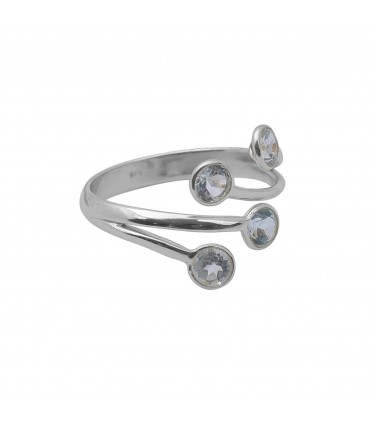 Anillo en plata y circonitas aguamarina.