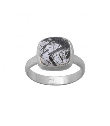 Anillo en plata y cuarzo rutilado