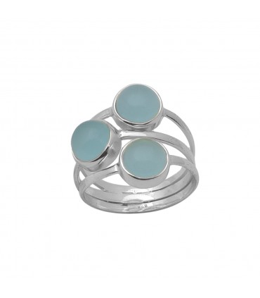 Anillo en Plata y calcedonias