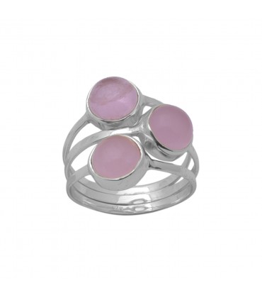 Anillo de plata y calcedonia rosa