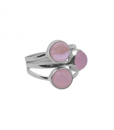Anillo de plata y calcedonia rosa