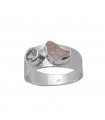 anillo de plata con calcedonia rosa y circonita