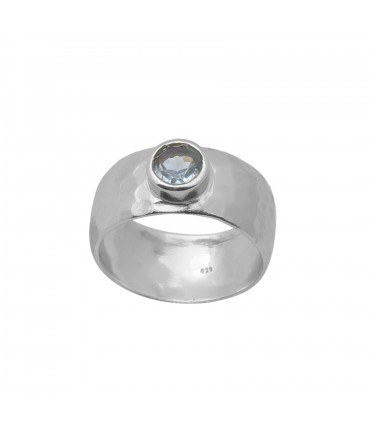 anillo de plata y aguamarina