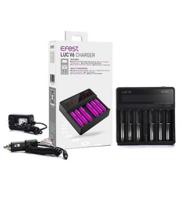 Cargador Efest LUC V6 Charger with EU Plug and Car Charger
